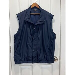 Monterey Club Mens XXL Navy Blue Golf Vest Mesh Lined Windbreaker Full Zip Snap